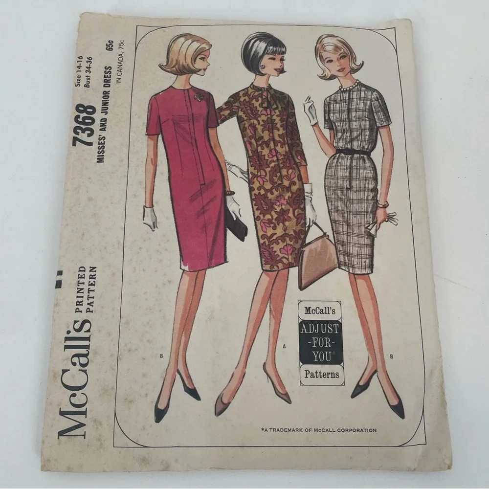 2FOR$20 Vintage 1960s McCall’s Mrs & Jr “Adjust for you” Sewing Pattern